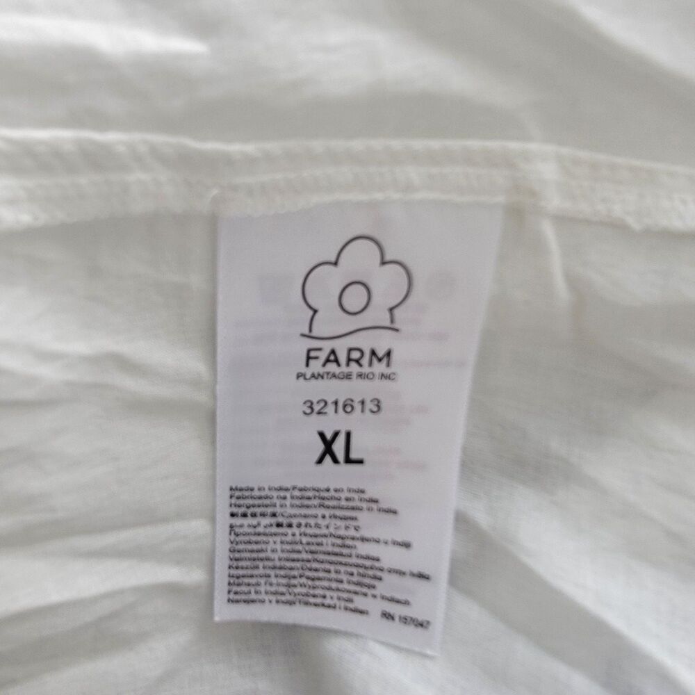 Farm Rio womens off-white graphic fishes off-shoulder blouse size XL breezy - Picture 10 of 10
